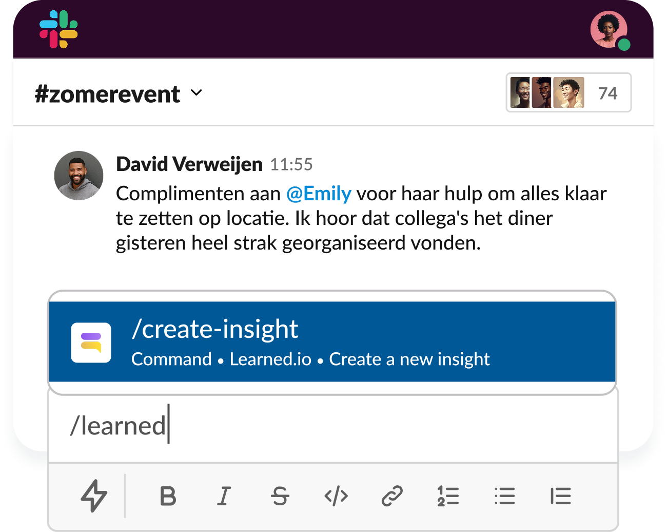 Feedback via Slack